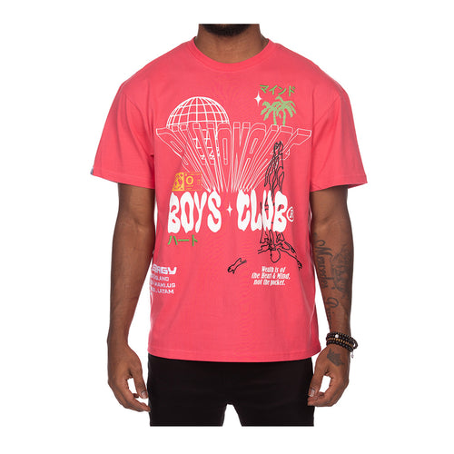 Billionaire Boys Club Mens Around The World Knit Crew Neck T-Shirt 3310-632 Rouge Red