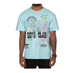 Billionaire Boys Club Mens Around The World Knit Crew Neck T-Shirt 841-3310-633 Gulf Stream