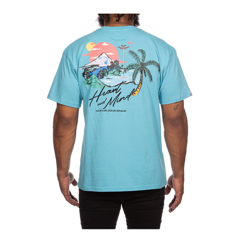 Billionaire Boys Club Mens Heart And Mind Knit Crew Neck T-Shirt 4307-634 Blue Mist