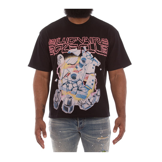 Billionaire Boys Club Mens Abandon Planet Knit Cropped Crew Neck T-Shirt 2312-001 Black