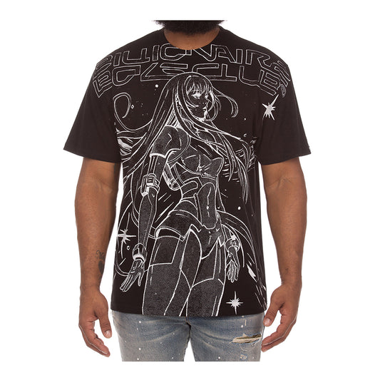 Billionaire Boys Club Mens Anime Knit Oversized Crew Neck T-Shirt 3311-001 Black