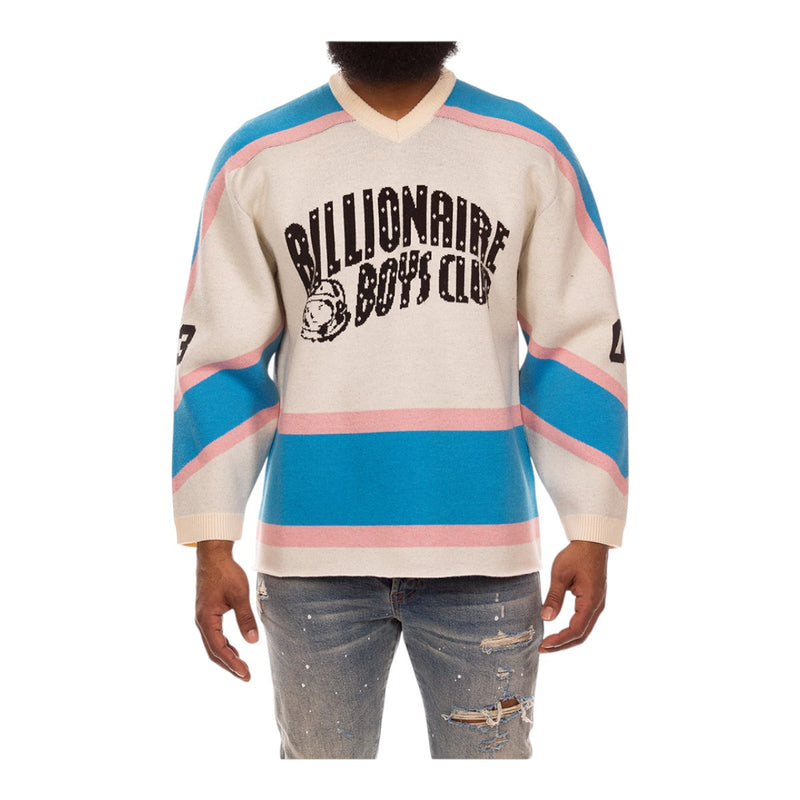 Billionaire Boys Club Mens Puck Jersey Sweater 851-7301-110 Winter White
