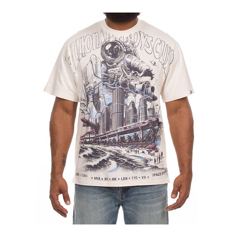 Billionaire Boys Club Mens Space Expo Crew Neck T-Shirt 861-2317-302 Gardenia
