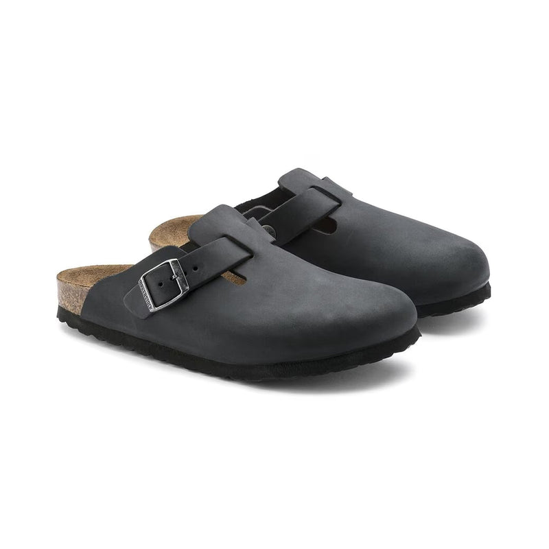 Birkenstock Unisex Boston NU Oiled 0059461 Black, Regular Width