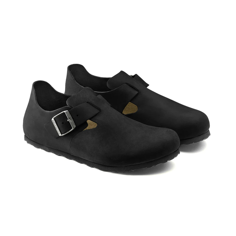 Birkenstock Unisex London Oiled Leather Sandals 0166541 Black, Regular Width