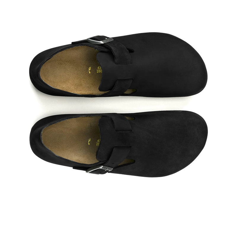 Birkenstock Unisex London Oiled Leather Sandals 0166541 Black, Narrow Width