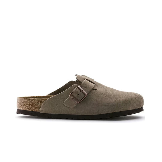 Birkenstock Unisex Boston Soft Footbed Suede Leather Clogs 0560773 Taupe, Narrow Width