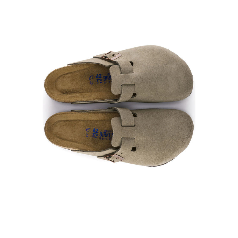 Birkenstock Unisex Boston Soft Footbed Suede Leather Clogs 056077 Taupe, Narrow Width