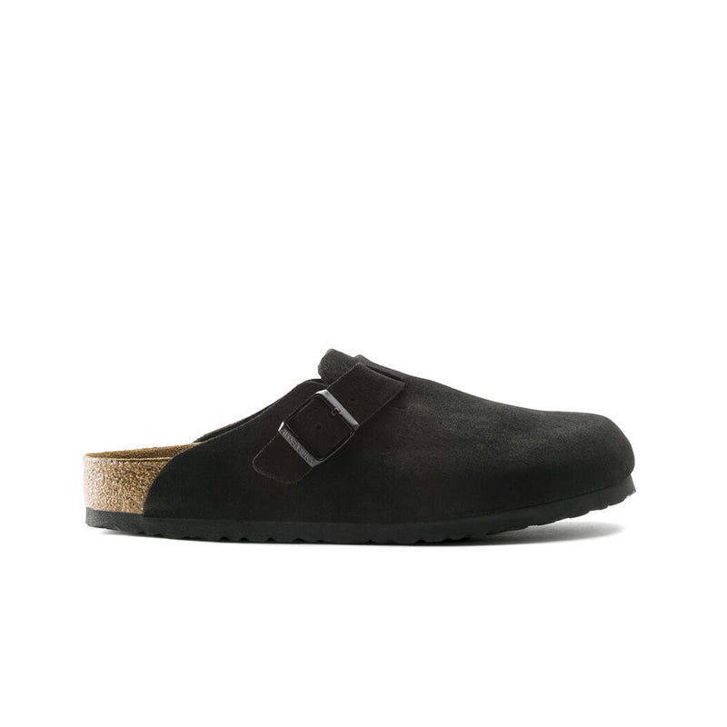 Birkenstock Unisex Boston Soft Footbed Suede Leather Clogs 066047 Black, Regular Width