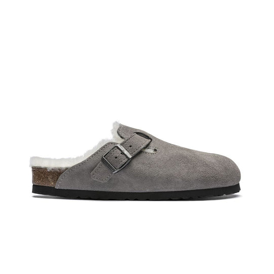 Birkenstock Unisex Boston Shearling Clogs 1017650 Stone Coin, Regular Width