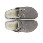 Birkenstock Unisex Boston Shearling Suede Leather Clogs 1017651 Stone Coin, Narrow Width