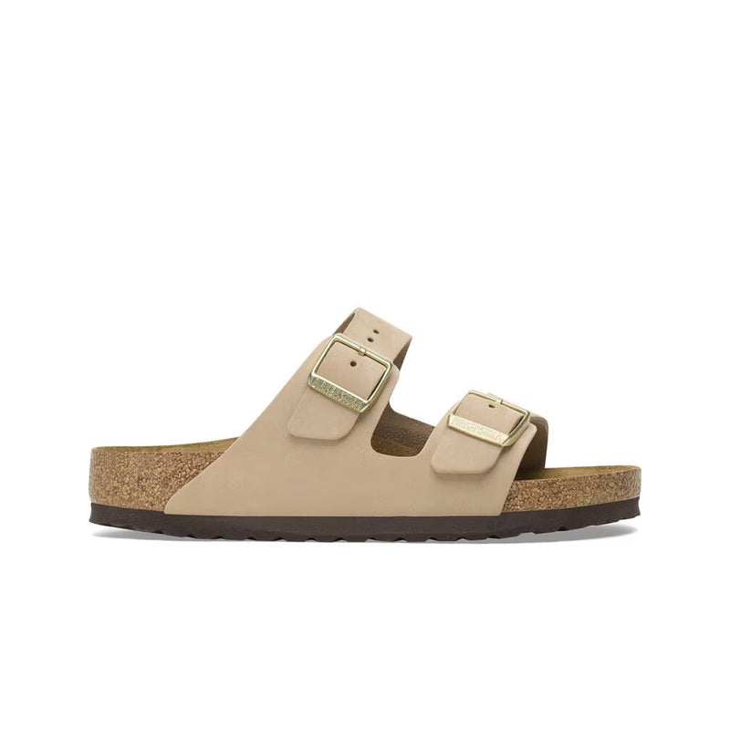 Birkenstock Unisex Arizona Soft Footbed Nubuck 1019016 Sandcastle, Narrow Width