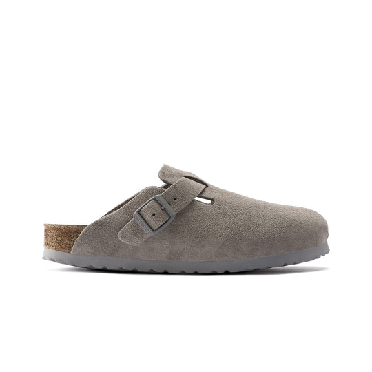 Birkenstock Unisex Boston Soft Footbed Suede Leather Clogs 1020526 Stone Coin, Narrow Width