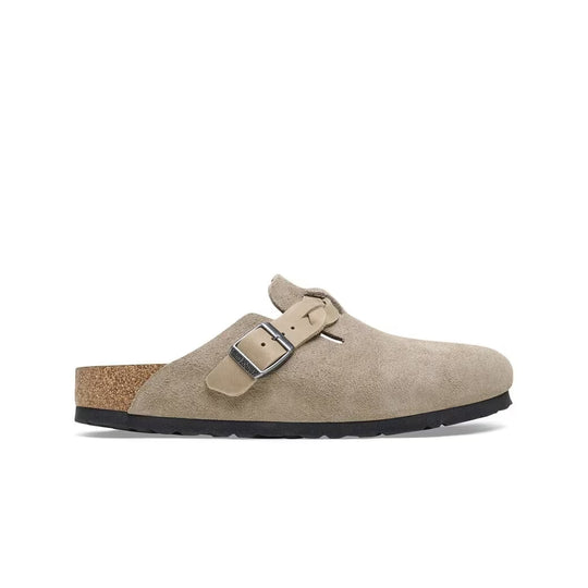 Birkenstock Unisex Boston Braid Suede Oiled Leather 1026694 Taupe, Narrow Width