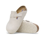 Birkenstock Unisex Boston Soft Footbed Suede 1027693 Antique White, Narrow Width