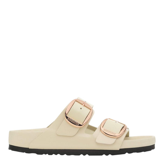 Birkenstock Unisex Arizona BB High Shine Leather 1027850 Ecru, Narrow Width