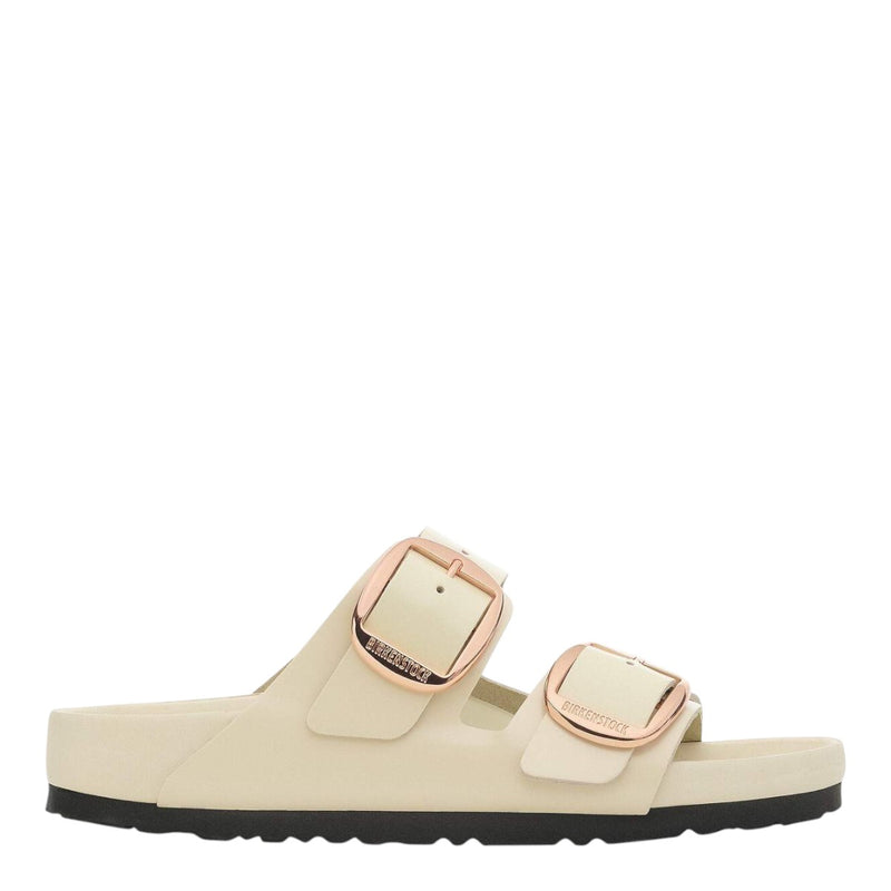 Birkenstock Unisex Arizona BB High Shine Leather 1027850 Ecru, Narrow Width