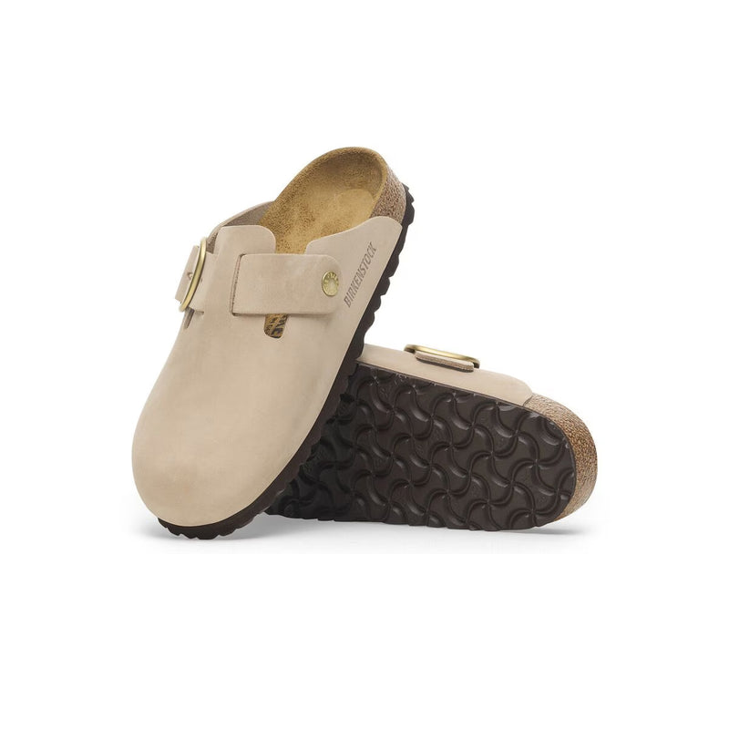 Birkenstock Unisex Boston Big Buckle Nubuck 1028052 Sandcastle, Narrow Width