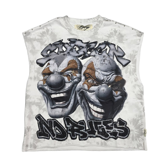 BKYS Mens Sinner Club Sleeveless Shirt MT1548 White