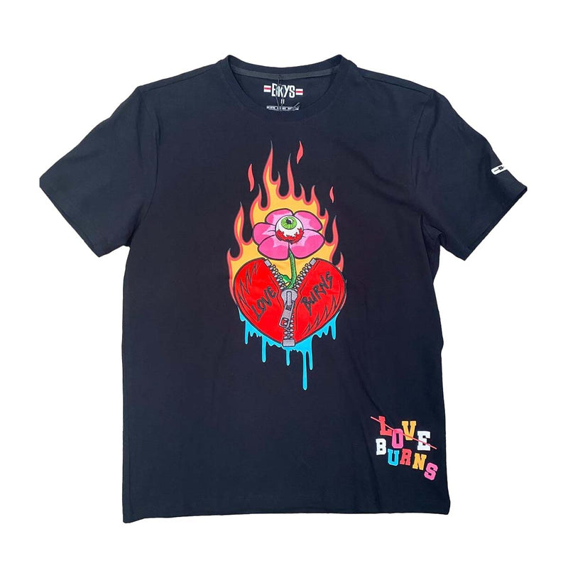 BKYS Mens Love Burns Crew Neck T-Shirt T501-BLACK Black