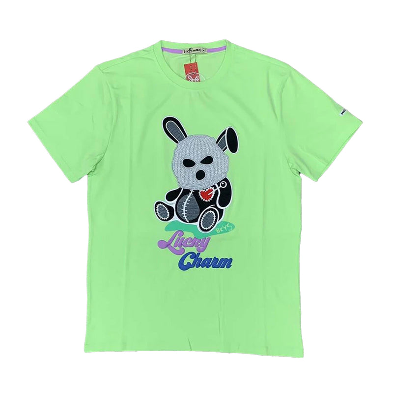 BKYS Mens Lucky Charm Night Crew Neck T-Shirt T523-PASTEL LIME Pastel Lime