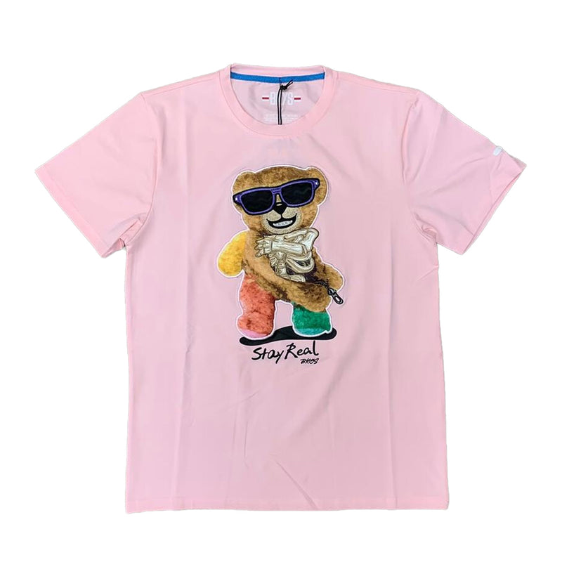 BKYS Mens Stay Real Crew Neck T-Shirt T528-PEACH Peach