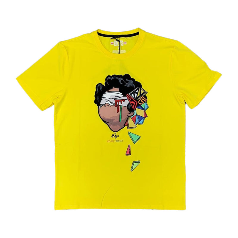 BKYS Mens Hearbeat Crew Neck T-Shirt T605 Yellow