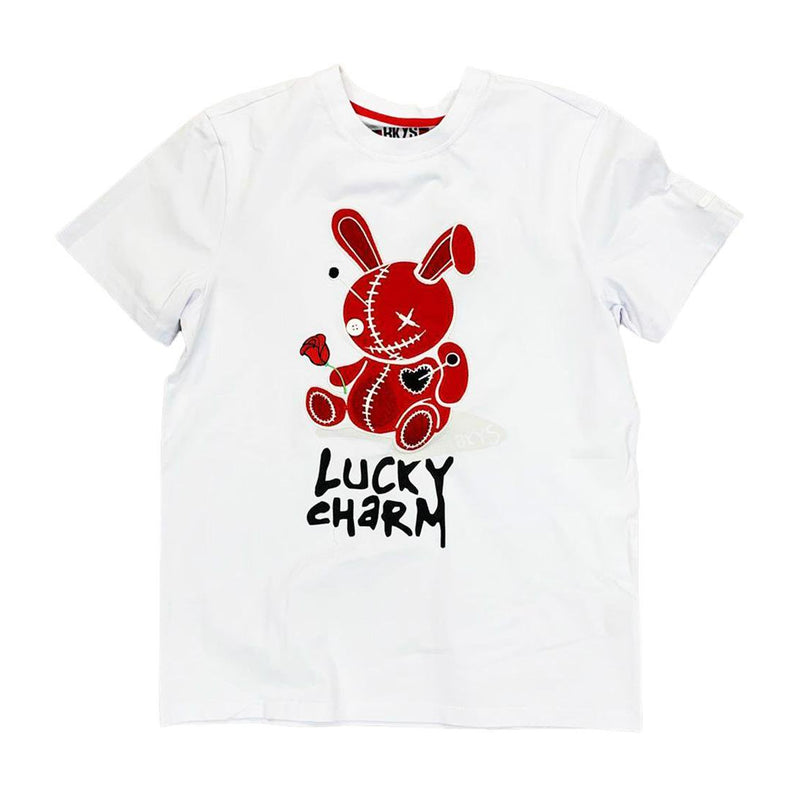 BKYS Mens Lucky Charm Crew Neck T-Shirt T934-WHITE/RED White/Red