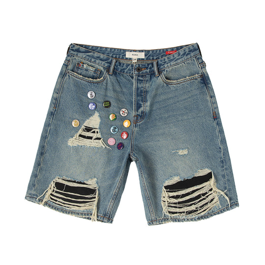 BLDG4 Mens Pin Boy Jean Shorts C51-1102 Buster Wash