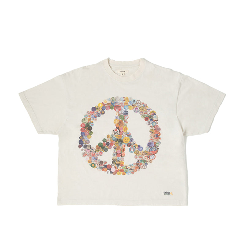 BLDG4 Mens Peace Knit Crew Neck T-Shirt C51-1302 Whisper White