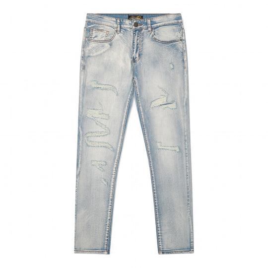 Premium Milano Mens Milan Slim Straight Jeans PM200004 Light Wash