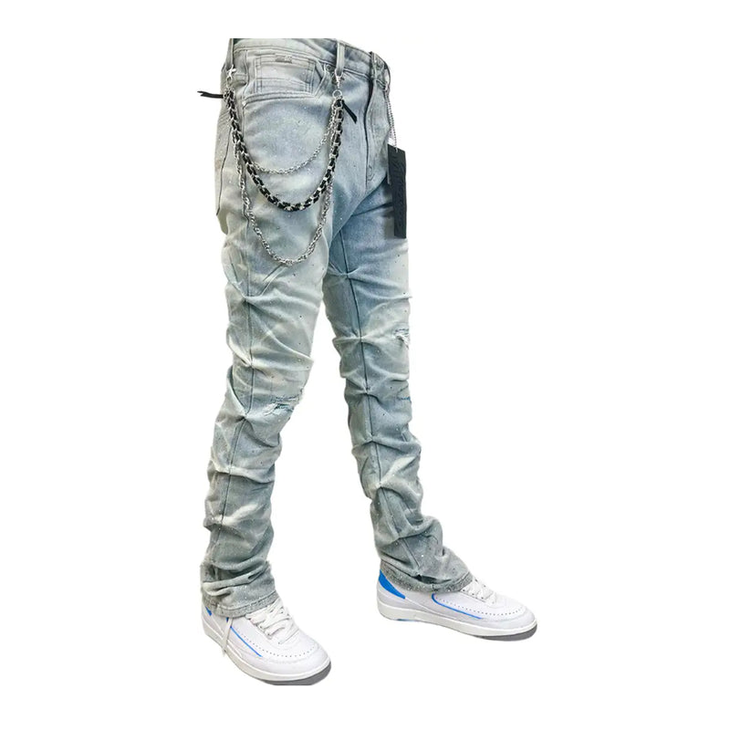 Premium Milano Mens Riviera Stacked Jeans PMJ21F25-119 Medium Blue