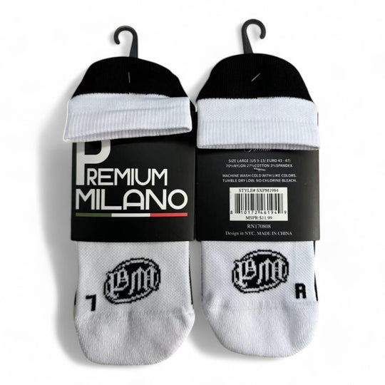 Premium Milano Mens Ankle Socks SXPM1984 White/Black