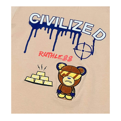 Civilized Mens Ruthless Bear Crew Neck T-Shirt CV5111 LT. Khaki