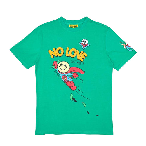 Civilized Mens No Love Self Made Crew Neck T-Shirt CV5688 Mint