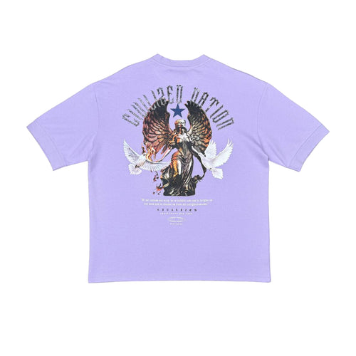 Civilized Mens Lowless Oversized Redemption Crew Neck T-Shirt CV5706 Lilac