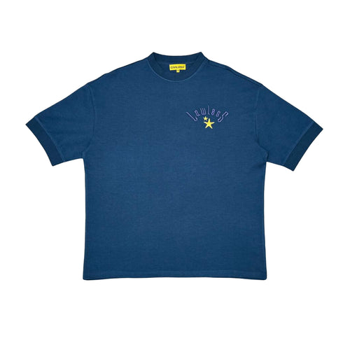 Civilized Mens No Gods Before Me Oversized Crew Neck T-Shirt CV5709 Navy