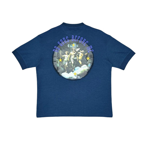 Civilized Mens No Gods Before Me Oversized Crew Neck T-Shirt CV5709 Navy