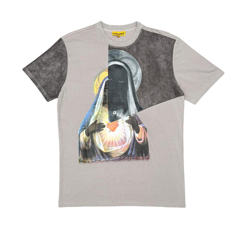 Civilized Mens St Mary Suede Cut & Sew Crew Neck T-Shirt CV5733 Mushroom