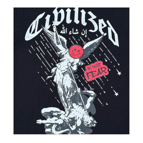 Civilized Mens No Fear Crew Neck T-Shirt CV5779 Black