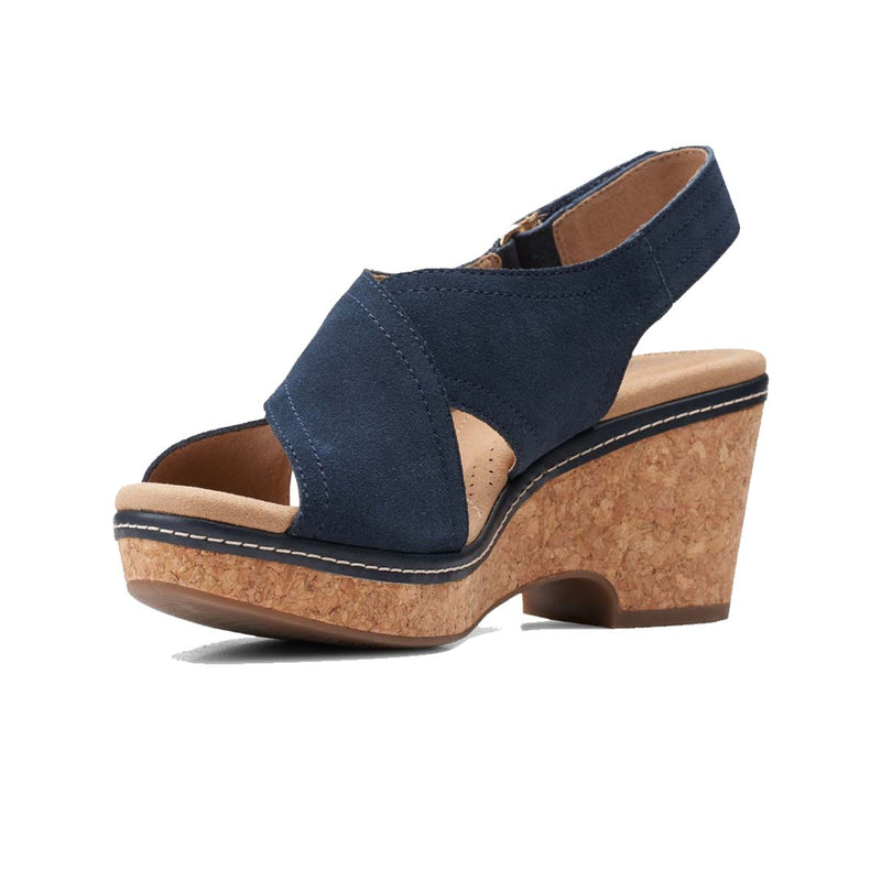 Clarks Womens Giselle Cove Wedge Sandals 26158139-037 Navy