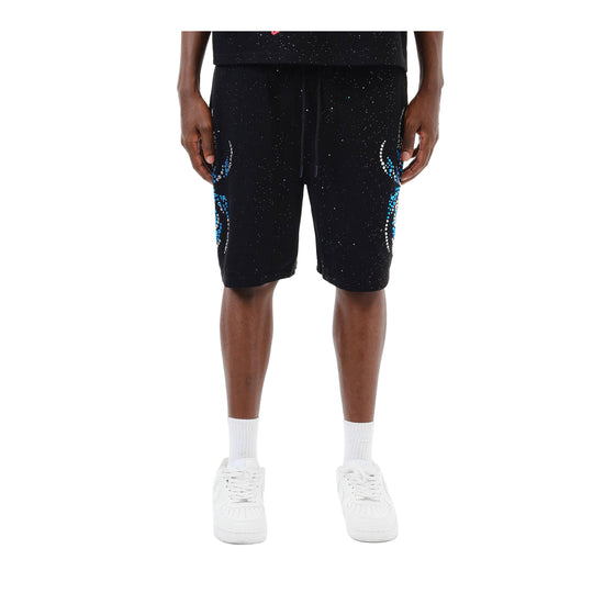 Copper Rivet Mens Spider W/ Rhinestone Shorts 611504-BK Black