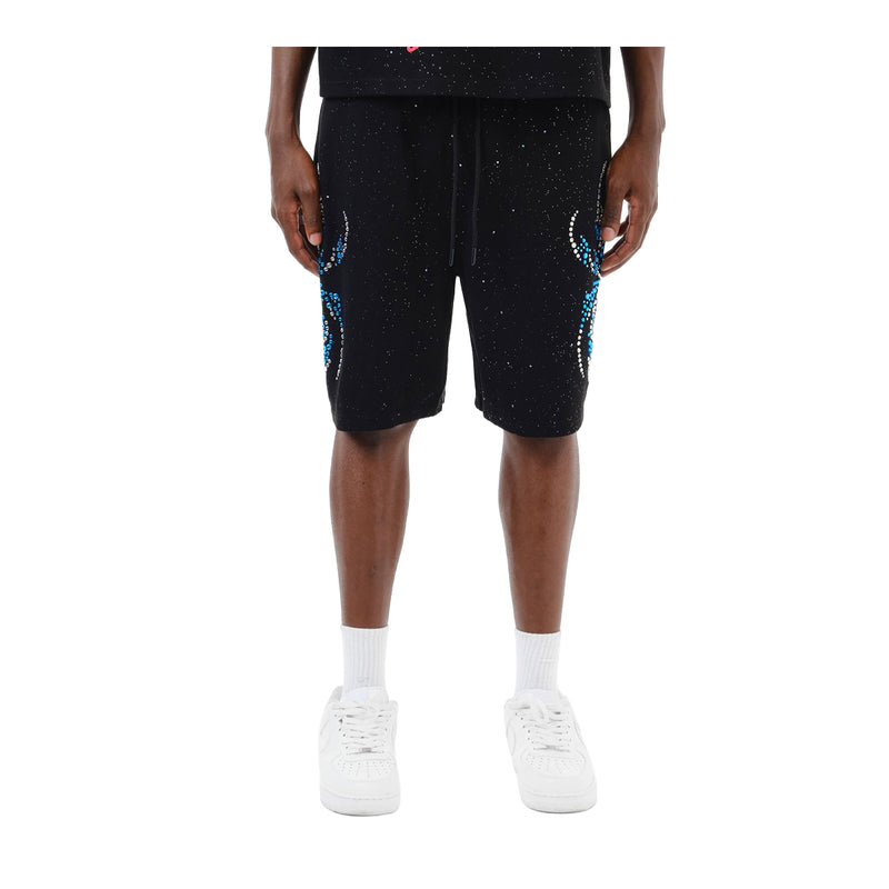 Copper Rivet Mens Spider W/ Rhinestone Shorts 611504-BK Black
