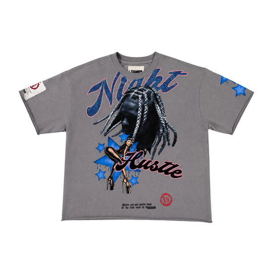 Copper Rivet Mens Night Hustle Crew Neck T-Shirt 63T02-GY Gray