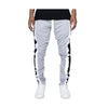 Eptm Mens Poly 6" Invisible Zippers Double Stripe  Trio Track Pants EP8466-SILVER/BLACK/CREAM