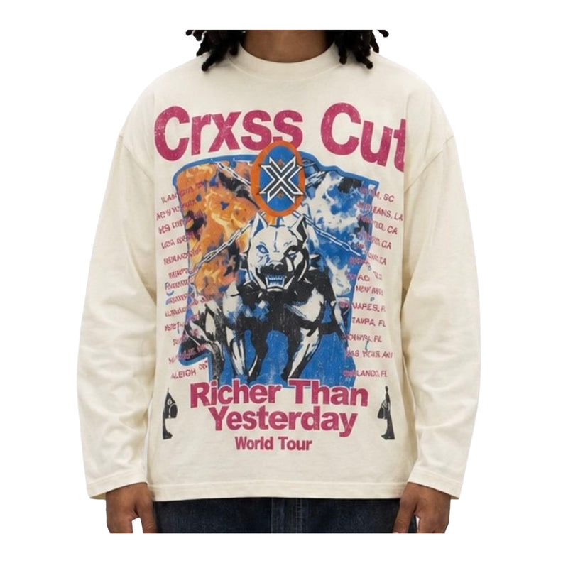 Crxsscut Mens Lone Alpha Long Sleeve Shirt Cream