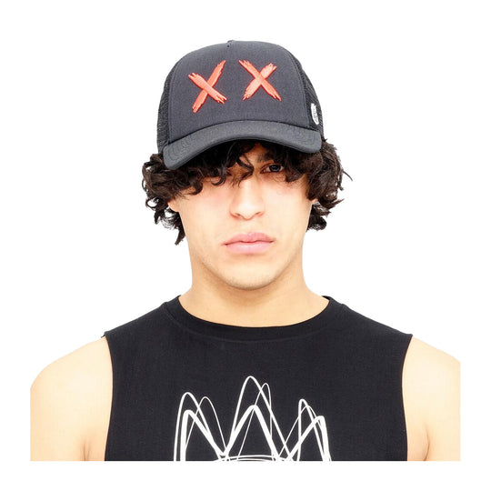 Cult Of Individuality Mens Mesh Back XX Trucker Hat 621A0-CH25 Black/Red