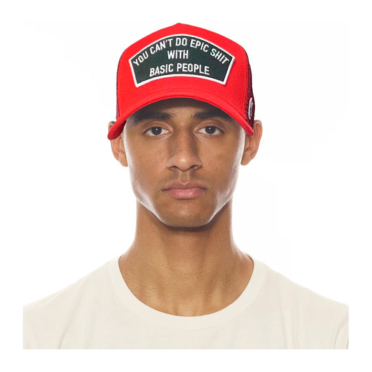 Cult Of Individuality Mens Epic Shit Curved Visor Trucker Hat 622BC-CH38A Red