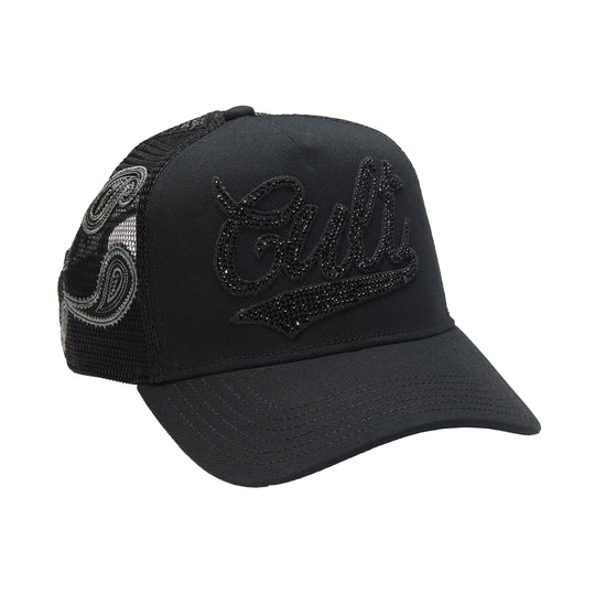 Cult Of Individuality Mens Paisley Logo Trucker Hat 624B11-CH73A Black