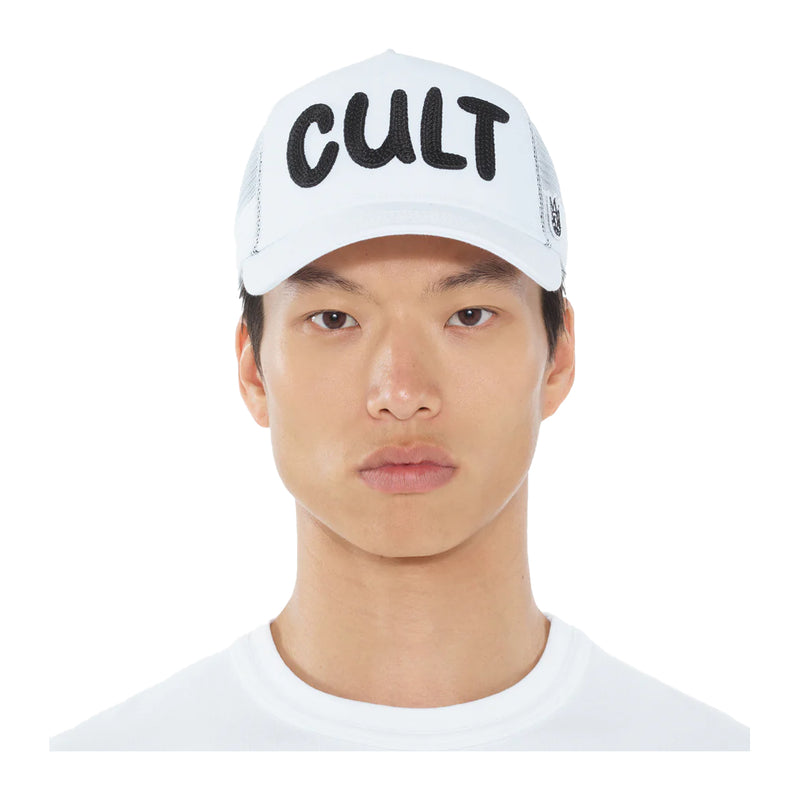 Cult Of Individuality Mens Cult Chain Logo Trucker Hat 625AC-CH60B White